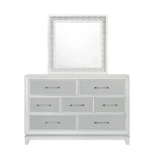 Classic White & Silver Tufted Deco Bedroom Collection with Mirrored Accents - Image 3