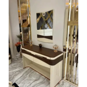 Classic Elegance White Leather-Rite Bed with Geometric Backdrop - Image 3