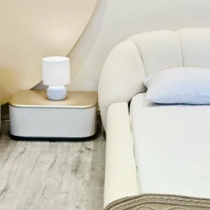 Serene Cloud White Boucle Low-Profile Bed - Image 2