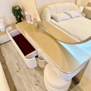 Serene Cloud White Boucle Low-Profile Bed - Image 4