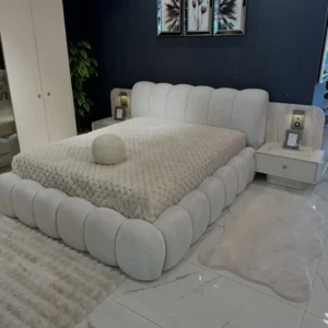 Bubble Tufted Luxury Grey Velvet Bed - Image 1