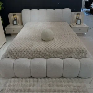 Bubble Tufted Luxury Grey Velvet Bed - Image 2