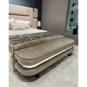 Royal Turkish Beige Velvet Grand Bed - Image 2