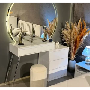 Linear Fluted White Velvet Modern Bed - Image 5