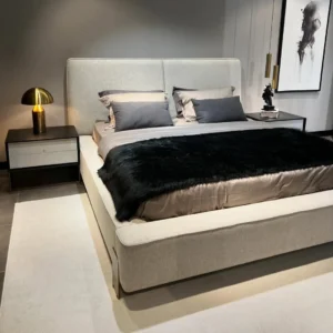 Noir Edge Grey Velvet Box Bed - Image 1