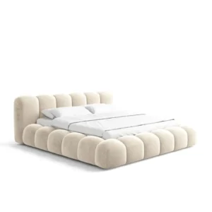 Serene Puff Cloud Beige Velvet Bed - Image 1