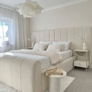 Nordic Haven White Boucle Panel Bed - Image 1