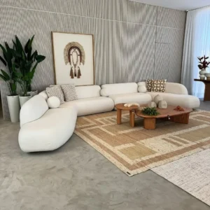 Pebble Organic Curved Cream Sectiol - Image 1