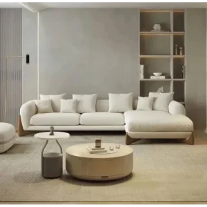 Nordic Horizon White Velvet Sculpted Sectiol - Image 1