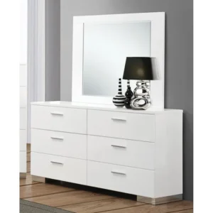 Simple White Deco Bedroom Suite with LED Headboard & Polished Chrome Accents - Image 3