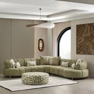 Moss Grove Ribbed Boucle Corner Sectiol - Image 1