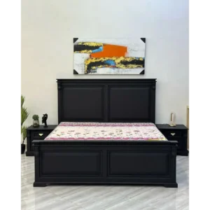 Classic Midnight Black Architectural Deco Bed - Image 1