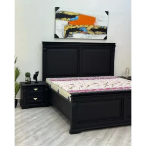 Classic Midnight Black Architectural Deco Bed - Image 2