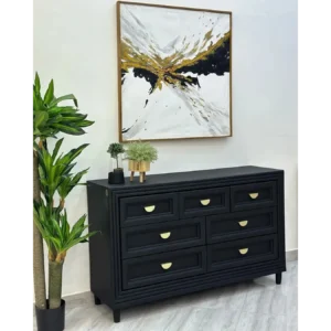 Classic Midnight Black Architectural Deco Bed - Image 3