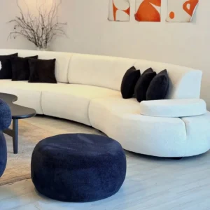 Serpentine White Velvet S-Curve Sofa - Image 2