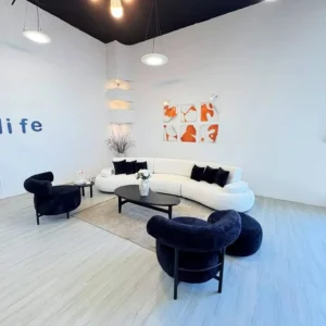 Serpentine White Velvet S-Curve Sofa - Image 3