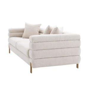 Sultan Gold-Legged White Velvet Sofa - Image 3