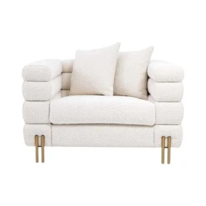 Sultan Gold-Legged White Velvet Sofa - Image 4