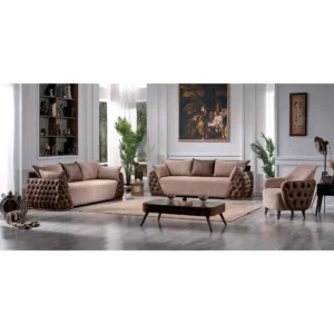 Chocolate Brown Tufted Chesterfield Sofa Set - Image 1