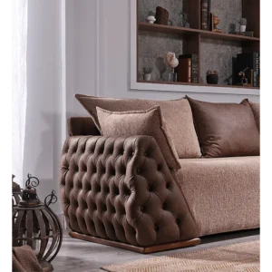 Chocolate Brown Tufted Chesterfield Sofa Set - Image 3