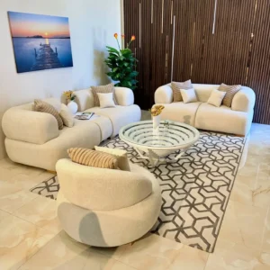 Cloud-Style Modular White Boucle Sofa - Image 1