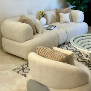 Cloud-Style Modular White Boucle Sofa - Image 8
