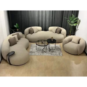 Taupe Modern "Bean" Curved Sofa Set - Image 1