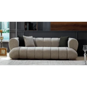 Ribbed Jute Beige Luxury Sofa - Image 3