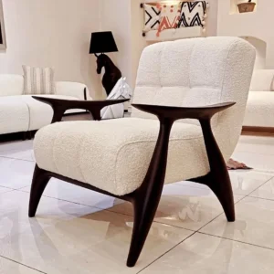 Ivory Boucle Horizon Modern Sofa and sculptural accent chair - Image 2