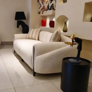 Ivory Boucle Horizon Modern Sofa and sculptural accent chair - Image 3