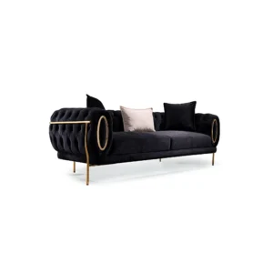 Midnight Velvet Turkish Grandeur Sofa with Gold Detailing - Image 2
