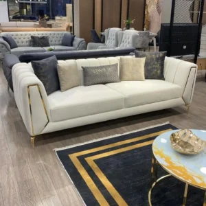 Royal Cloud White Velvet Sofa with Vertical Channel Tufting - Image 3