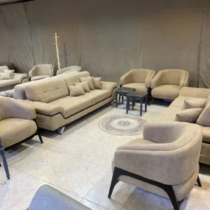 Slate Grey Modernist Sofa with Wraparound Armrests - Image 1