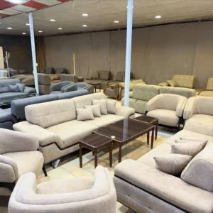 Slate Grey Modernist Sofa with Wraparound Armrests - Image 2