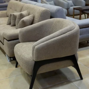 Slate Grey Modernist Sofa with Wraparound Armrests - Image 4