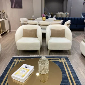 Alabaster Cream Modern Sofa with Integrated Pedestal Ends - Image 2