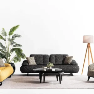 Obsidian Pebble Modern Boucle Sofa with Low Stance - Image 1