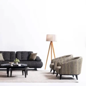 Obsidian Pebble Modern Boucle Sofa with Low Stance - Image 2