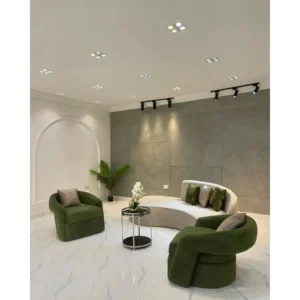 Emerald Enclave Curved Velvet Sofa and Swivel Chair Set - Image 2