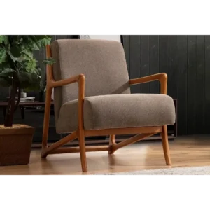 Heritage Haven Tufted Beige Sofa with Walnut Trim - Image 3