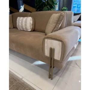 Sable Streamline Modern Beige Sofa with Inset Detail - Image 4