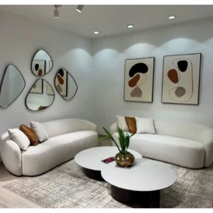 Pebble Path Organic Curved White Sofa Duo - Image 1