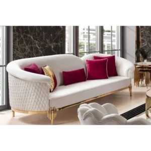 Royal Crimson Turkish Sofa with Gold Filigree - Image 2