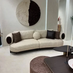 Bauhaus Boucle Sectiol with Ebony Wood Pillars - Image 2