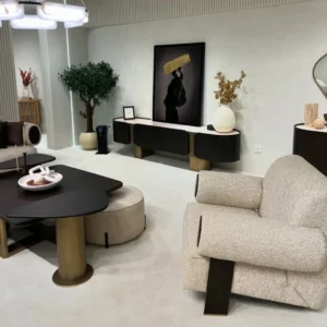 Bauhaus Boucle Sectiol with Ebony Wood Pillars - Image 3