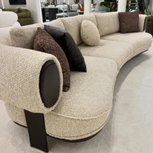 Bauhaus Boucle Sectiol with Ebony Wood Pillars - Image 4