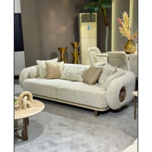 Serene Ivory Crescent Luxury Velvet Sofa Set - Image 2