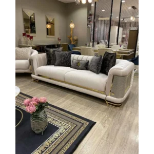 Midnight Noir Turkish Gold-Trim Velvet Sofa - Image 2