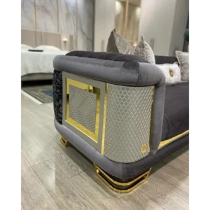 Midnight Noir Turkish Gold-Trim Velvet Sofa - Image 3