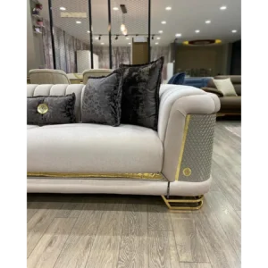 Midnight Noir Turkish Gold-Trim Velvet Sofa - Image 4